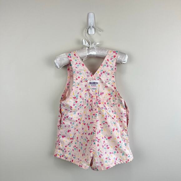 Vintage OshKosh B'gosh Pink Floral Shortalls 3T USA - Picture 6 of 8